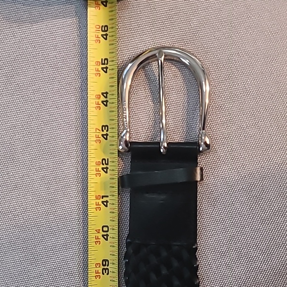 MICHAEL KORS Blk Braided Bonded Leather Belt Large Shiny Silver Buckle 2\